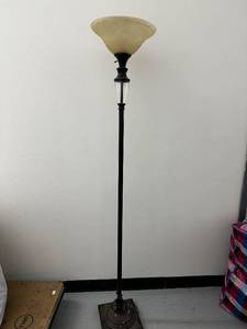 lot 123 image: Classic Floor Lamp with Frosted Glass Shade