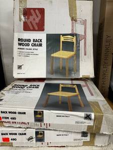 lot 188 image: Set of 4 Modern Italian Style Round Back Wood Chairs - New in Box