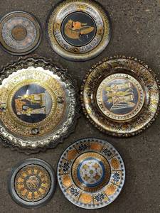 lot 308 image: Set of 6 Egyptian Decorative Wall Plates with Intricate Design
