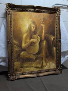 lot 15 image: Framed Guitarist Artwork Signed