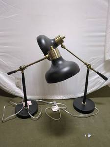 lot 19P image: Set of Modern Black Brass Adjustable Desk Lamps