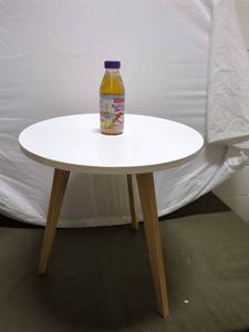 lot 22P image: Modern White Circular Wooden Side Table