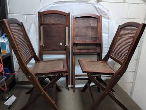 lot 22 image: World Market Cane Folding Chairs Set
