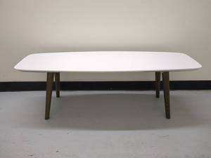 lot 27P image: Modern White Coffee Table with Wooden Legs