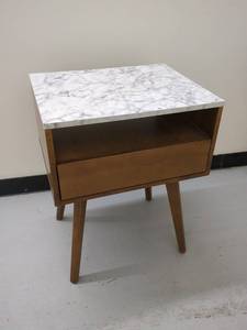 lot 28P image: Mid-Century Modern Marble Top Nightstand