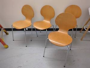lot 29P image: Set of 4 Modern Wooden Dining Chairs