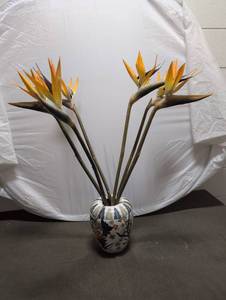 lot 39 image: WBI Floral Vase with Bird Paradise