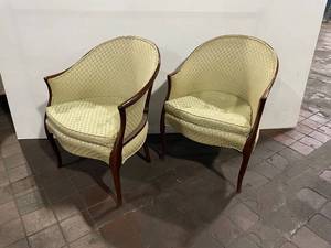 lot 510 image: Pair of Vintage Armchairs with Patterned Fabric Upholstery