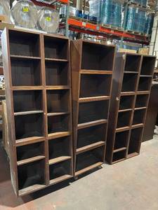 lot 515 image: Set of 3 Wooden Bookshelves - 6 Feet Tall