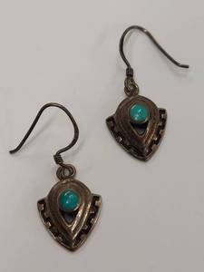 lot 32J image: Vintage Sterling Silver 925 Turquoise Earrings