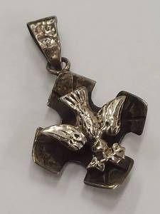 lot 57J image: Vintage Silver Bird Cross Pendant