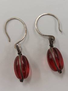 lot 65J image: Sterling Silver Earrings with Red Beads