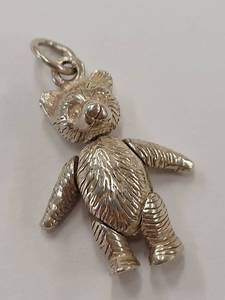 lot 69J image: Intricate Sterling Silver Teddy Bear Pendant with Movable Limbs