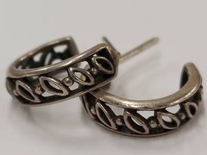 lot 72J image: Intricate Sterling Silver Openwork Hoop Earrings