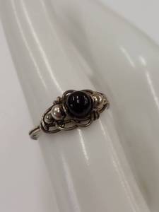 lot 73J image: Vintage Sterling Silver Ring with Black Stone