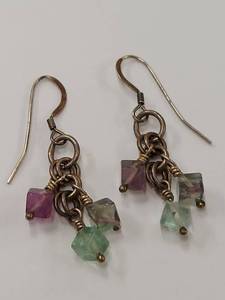 lot 75J image: Sterling Silver Earrings with Gemstone Dangles