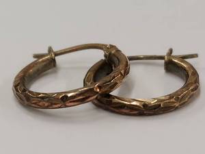 lot 84J image: Textured Sterling Silver Hoop Earrings 925 Vintage