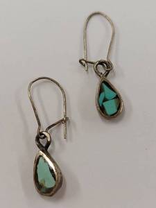 lot 91J image: Sterling Silver Earrings with Turquoise Inlay