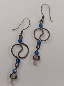 lot 97J image: Handcrafted Sterling Silver Earrings Blue Beads