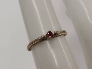 lot 100J image: Sterling Silver Ring with Ruby Solitaire