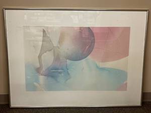 lot 11U image: Artist Signed Abstract Framed Artwork Pastel Tones