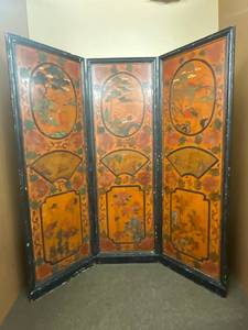Vintage Oriental Design Folding Room Divider