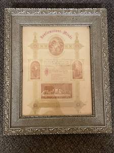 lot 18U image: Vintage Framed Confirmation Certificate Art 1897