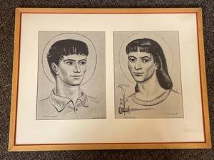 lot 23U image: Sketches of St. Dominic Savio & St. Maria Goretti