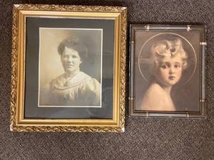 lot 24U image: Pair of Vintage Framed Art Portraits, Gilded
