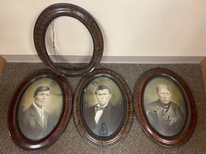 lot 29U image: Antique Oval Portrait Frames Set With Photographs