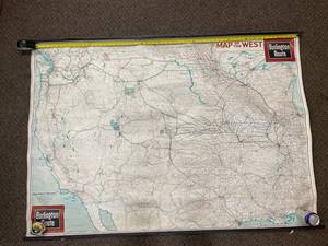 lot 32U image: Vintage 1947 Burlington Route Map of the West