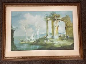 lot 35U image: Scenic Art Print by Rossi, Framed