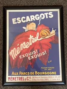 lot 38U image: Vintage MNETREL Escargots Reproduction Poster