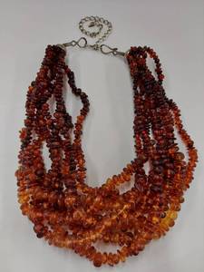 lot 1Q image: Amber Multi-Strand Necklace with Sterling Silver Clasp, 925 Italy
