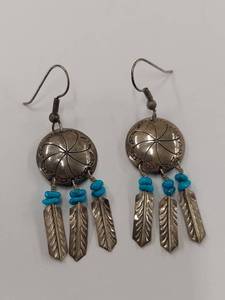 lot 3Q image: Sterling Silver Earrings with Turquoise Stone Dangles