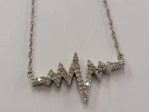 lot 4Q image: JWBR Sterling Silver Diamond Heartbeat Necklace