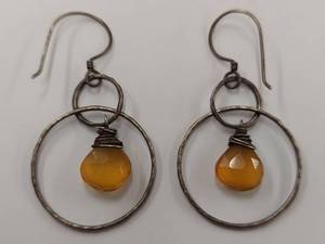 lot 7Q image: Handcrafted Sterling Silver Earrings with Yellow Faceted Stones