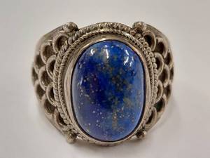 lot 12Q image: Sterling Silver Ring with Blue Stone
