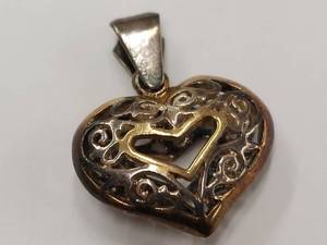 lot 16Q image: Sterling Silver Heart Pendant Openwork Design