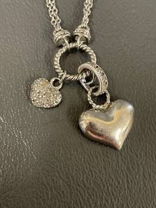 lot 30Q image: Tiffany Style Sterling Silver Heart Charm Necklace
