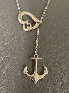 lot 31Q image: 925 Sterling Silver Heart & Anchor Pendant Necklace