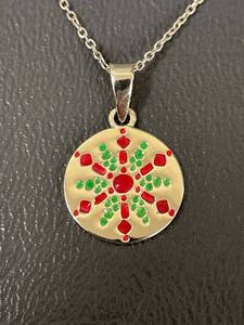 lot 34Q image: Sterling Silver Enamel Pendant Necklace 925