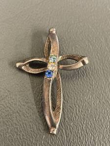 lot 55Q image: Sterling Silver Cross Pendant with Gemstones