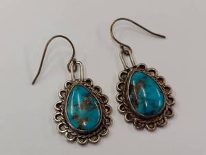 lot 58Q image: Vintage Sterling Silver Turquoise Earrings