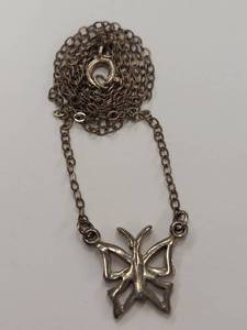 lot 60Q image: Vintage Sterling Silver Butterfly Necklace