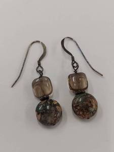 lot 65Q image: Unique Sterling Silver Glass and Stone Earrings