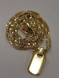 lot 73Q image: Sterling Silver Gold Tone Box Chain Necklace with Pendant