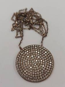 lot 77Q image: Sterling Silver Gold Tone Sparkling Pendant Necklace
