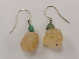 lot 83Q image: Sterling Silver Raw Citrine Gemstone Earrings