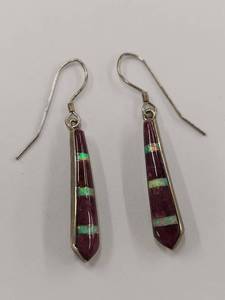lot 85Q image: Beautiful Sterling Silver Inlay Drop Earrings 925